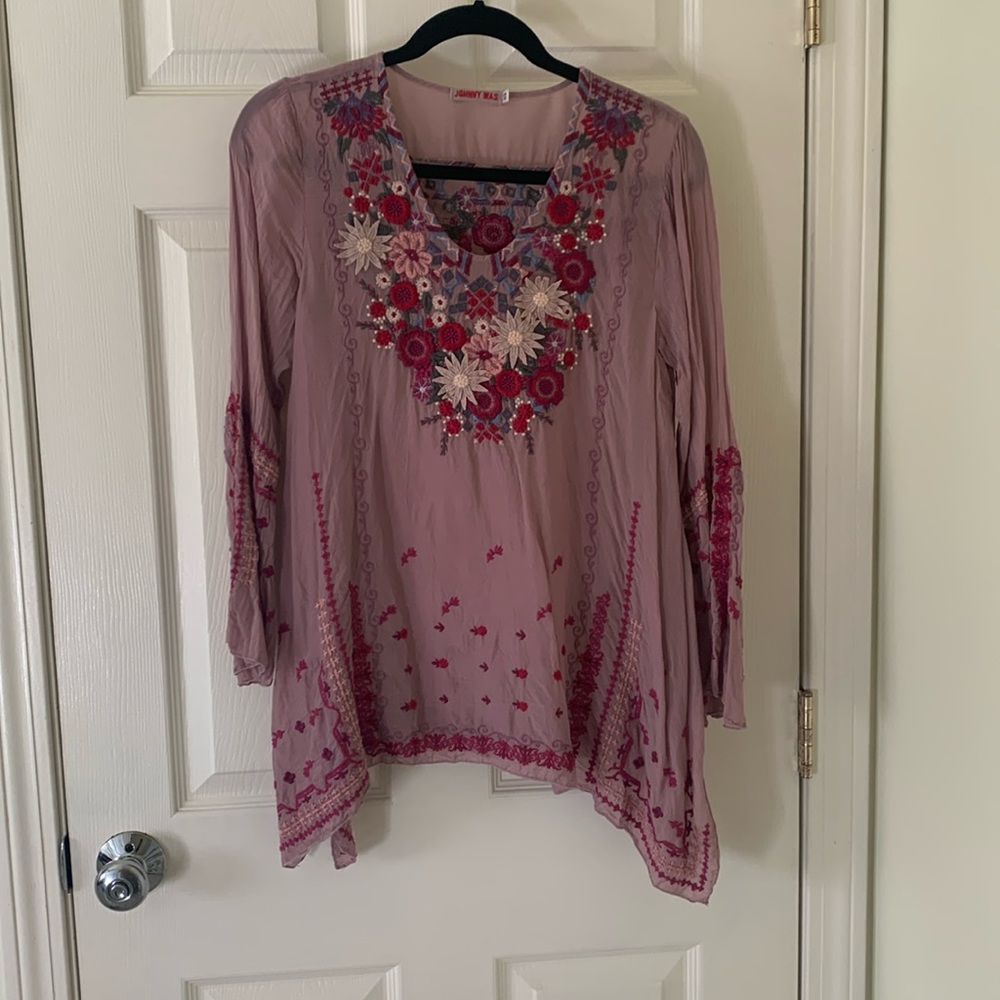Johnny was flowing embroidered top